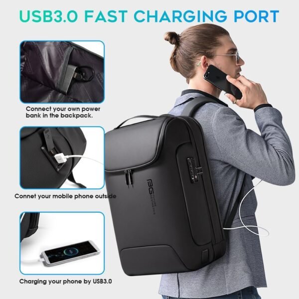 BANGE Men's Anti-Theft Backpack,Waterproof Fashion... - Image 8