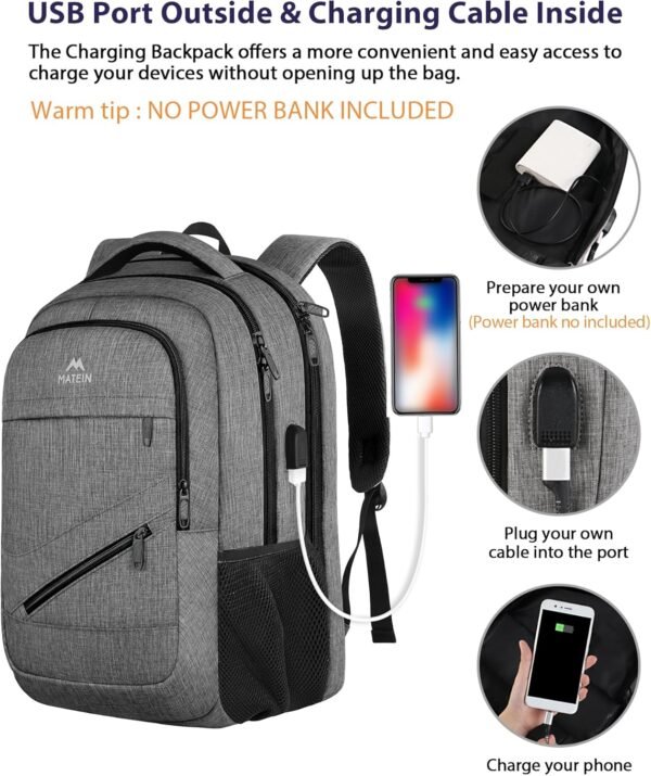 MATEIN Travel Laptop Backpack, 17 Inch Business Fl... - Image 5