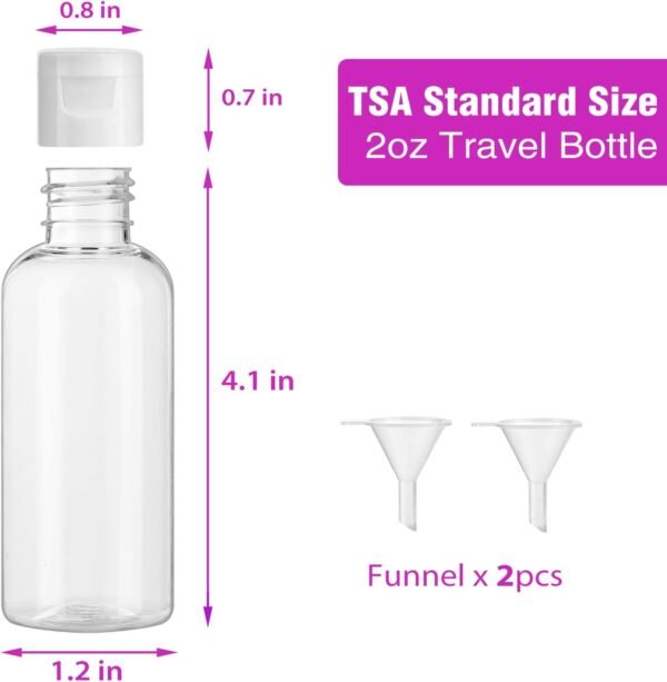 30 Pcs 2 oz Clear Plastic Empty Bottles, Travel Si... - Image 3