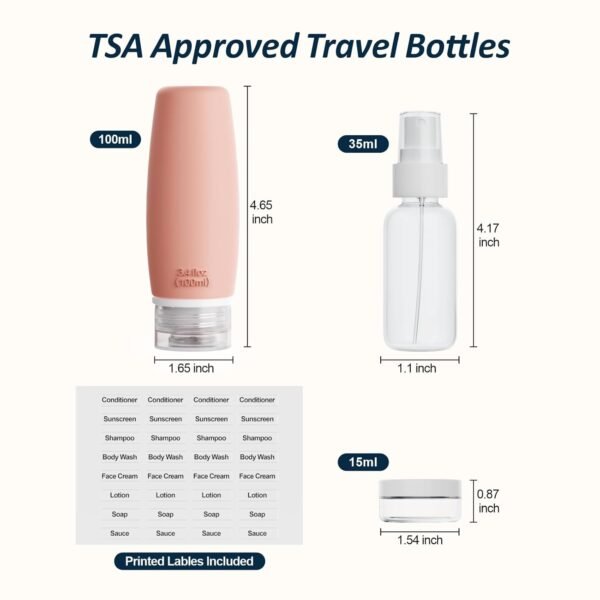 PACKISM TSA Approved Toiletry Bottles - 6 Pack Lea... - Image 3