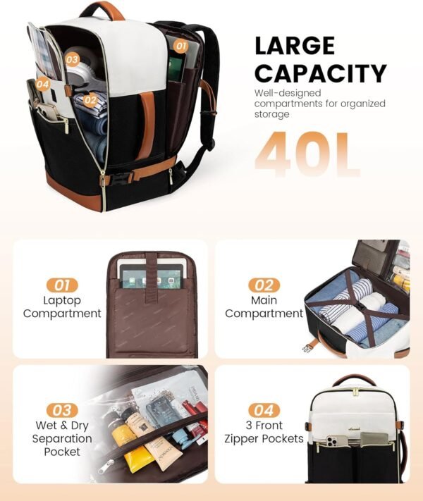 LOVEVOOK Travel Backpack for Women, TSA Carry On B... - Image 3