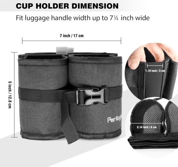 Perilogics Luggage Travel Cup Holder Hands Free Dr... - Image 9