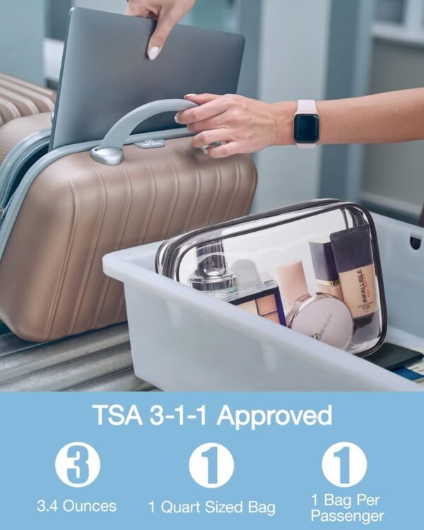BAGSMART Clear Toiletry Bag, 3 Packs TSA Approved ... - Image 3