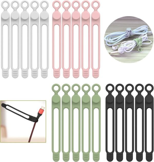 [20Park]UMUST Silicone Cable Ties,Reusable Cable M... - Image 2