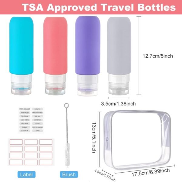Travel Bottles for Toiletries 4 Pack 3oz Tsa Appro... - Image 4