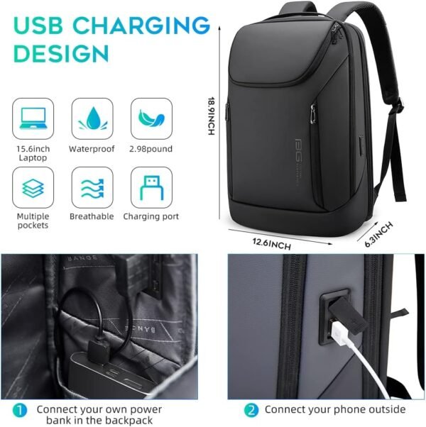 BANGE Business Smart Backpack Waterproof fit 15.6 ... - Image 6