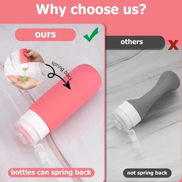 Travel Bottles for Toiletries 4 Pack 3oz Tsa Appro... - Image 3