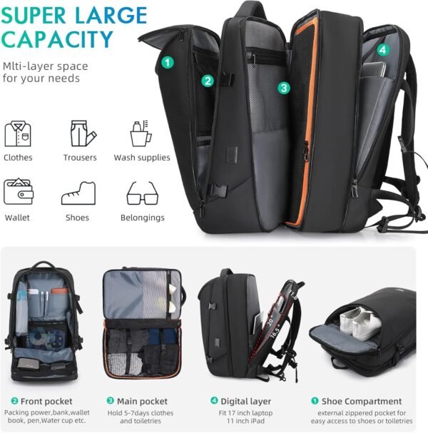 Travel Carry on Backpack 50L Expandable Flight App... - Image 4