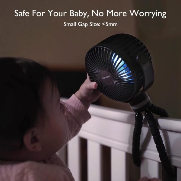Momcozy 8000mAh Portable Stroller Fan, 27H Ultra-l... - Image 5