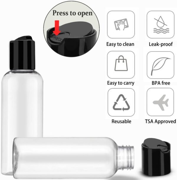 5 Pack 3.4 oz Travel Bottles for Toiletries TSA Ap... - Image 3