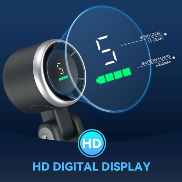 Portable Handheld Turbo Fan, 5 Gear Wind, Battery ... - Image 7
