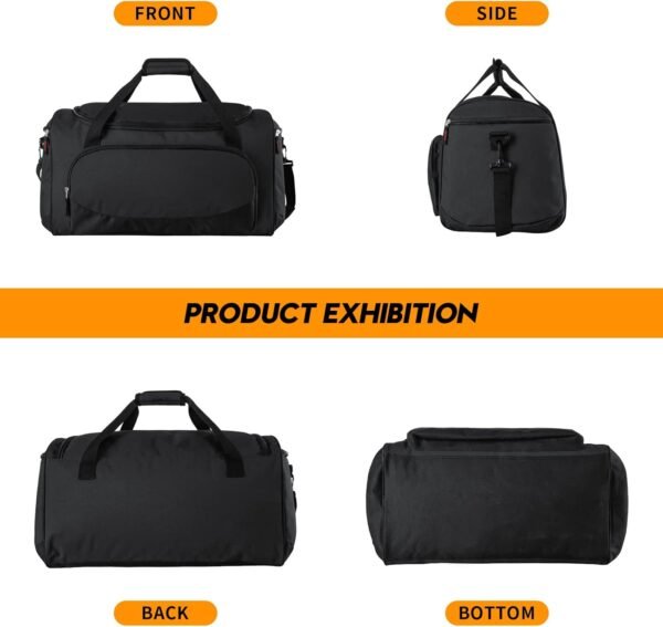 Gym Bag for Men - 55L Black Durable Large Duffle B... - Image 7