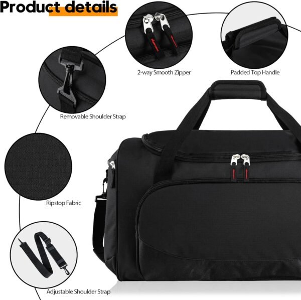 Gym Bag for Men - 55L Black Durable Large Duffle B... - Image 6