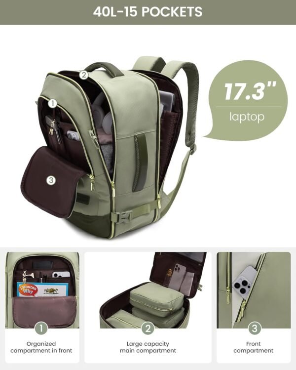 LOVEVOOK Travel Backpack for Women, 40L Carry on B... - Image 6