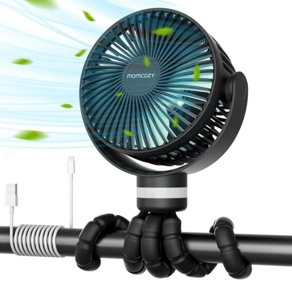 Momcozy 8000mAh Portable Stroller Fan, 27H Ultra-l... - Image 2