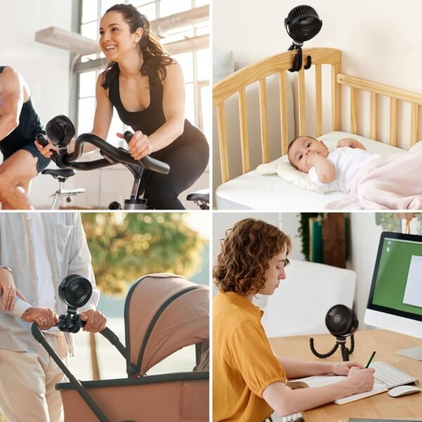 Momcozy 8000mAh Portable Stroller Fan, 27H Ultra-l... - Image 9
