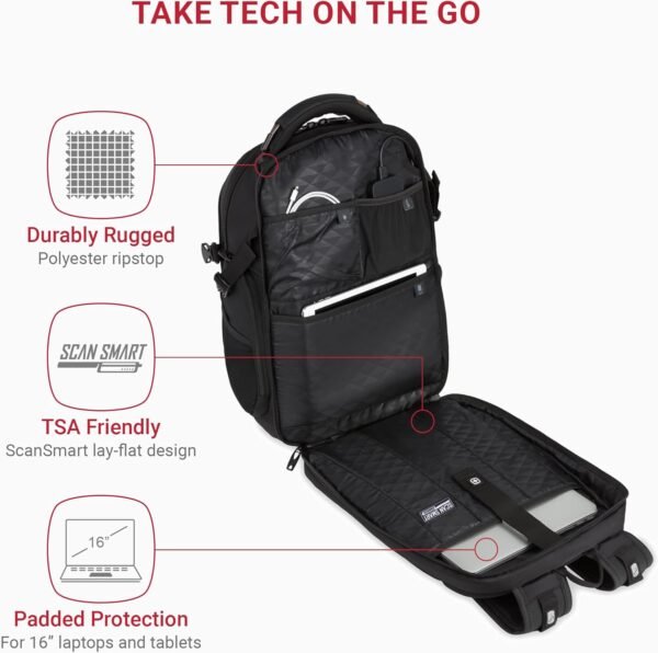 SwissGear Travel Tech Elite Laptop Backpack – Fits... - Image 3