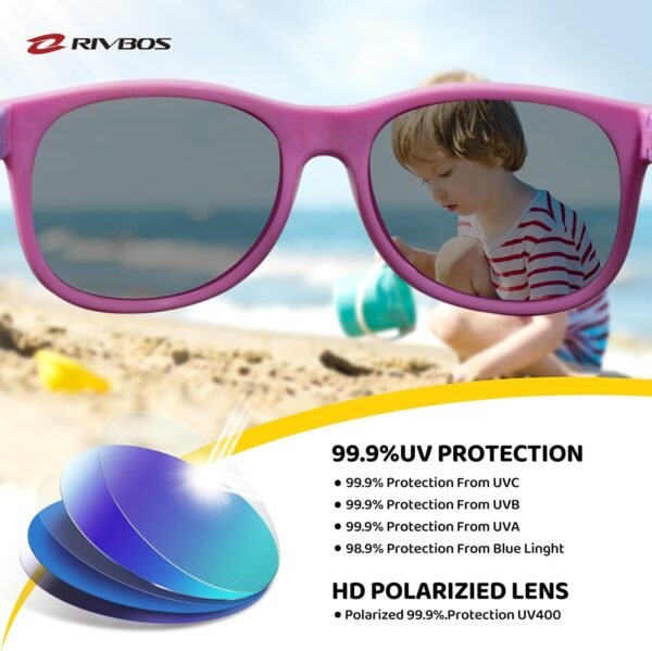 RIVBOS Kids Sunglasses Polarized UV Protection Fle... - Image 4