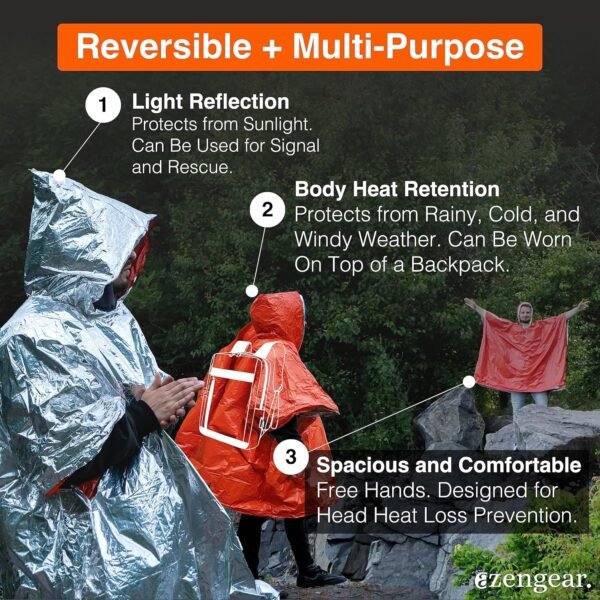 aZengear Emergency Survival Poncho (4pc) Thermal M... - Image 4